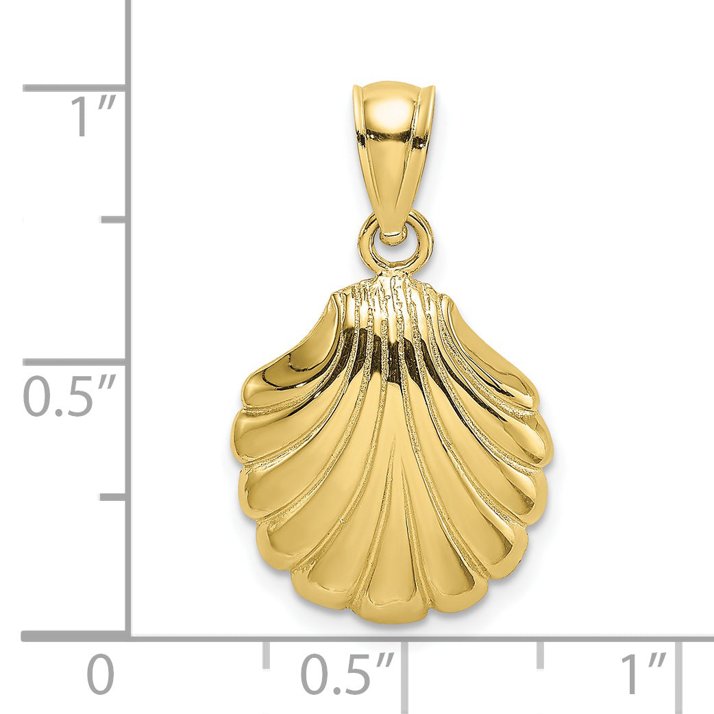 10K Polished 2-D Scallop Shell Charm