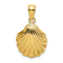 10K Polished 2-D Scallop Shell Charm