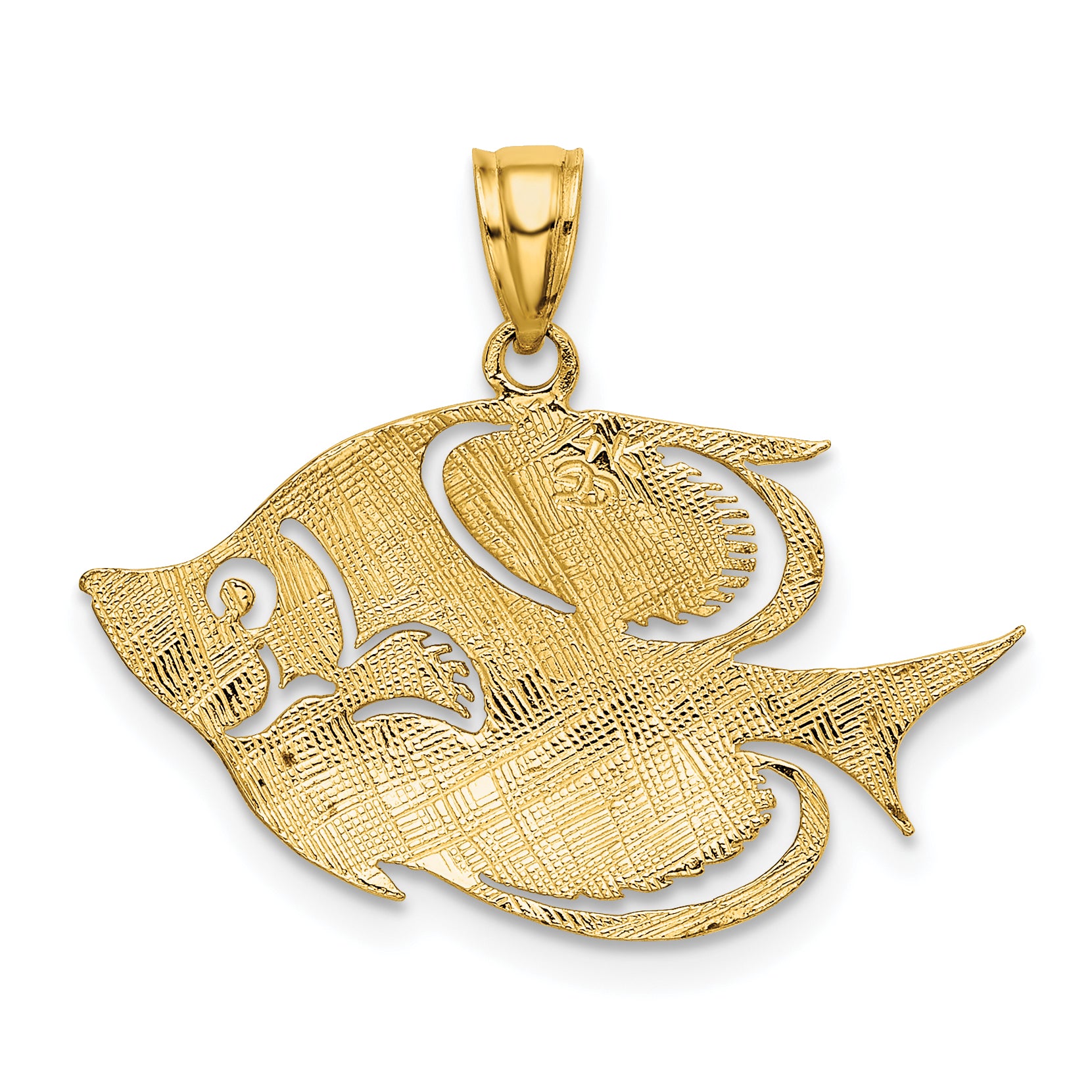 10K 2-D Polished Textured Fish Charm