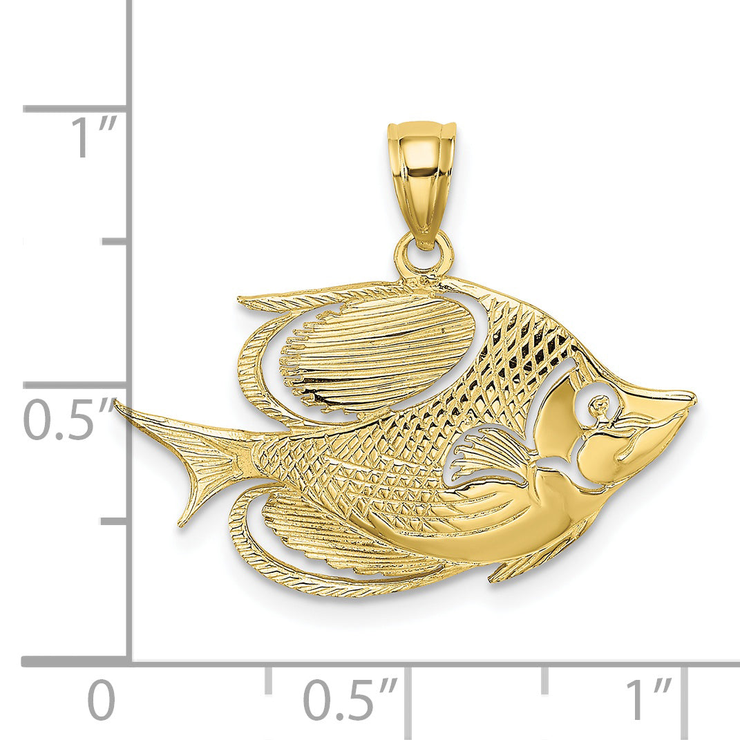 10K 2-D Polished Textured Fish Charm