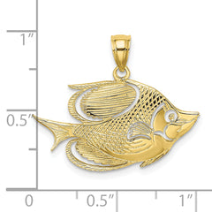 10K 2-D Polished Textured Fish Charm