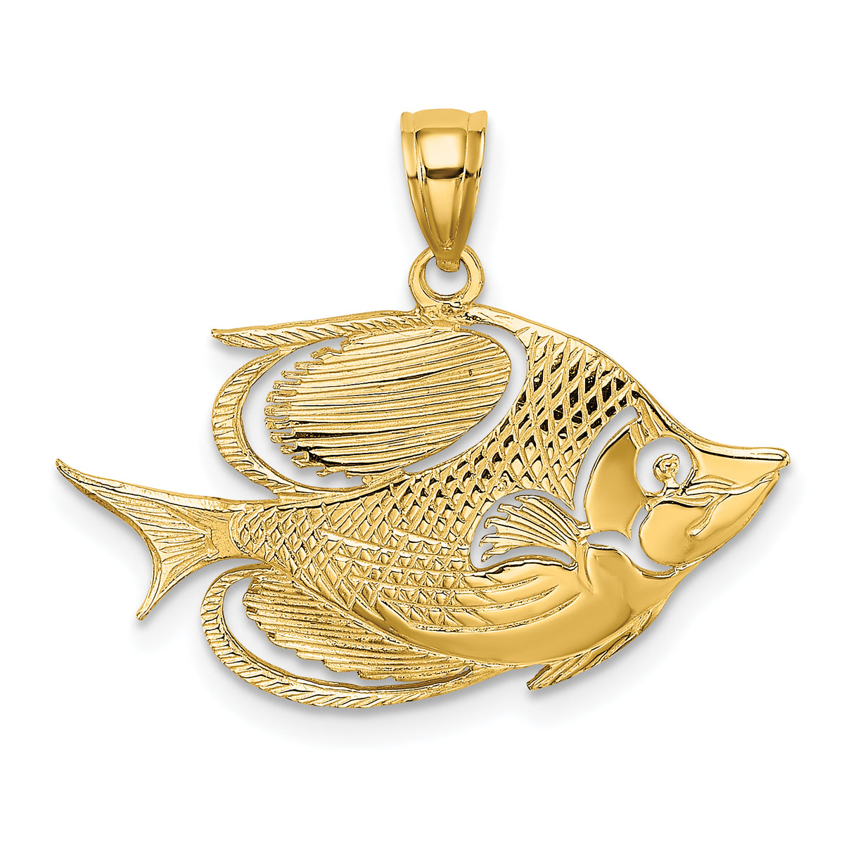 10K 2-D Polished Textured Fish Charm