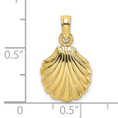 10K Polished Scallop Shell Charm