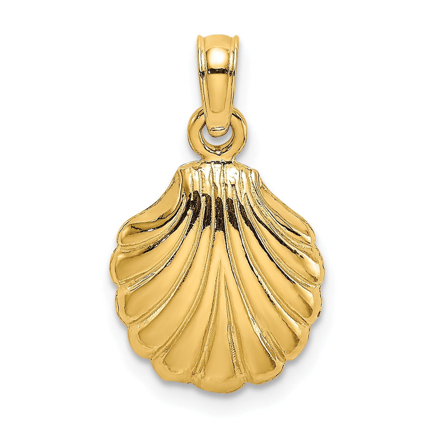 10K Polished Scallop Shell Charm