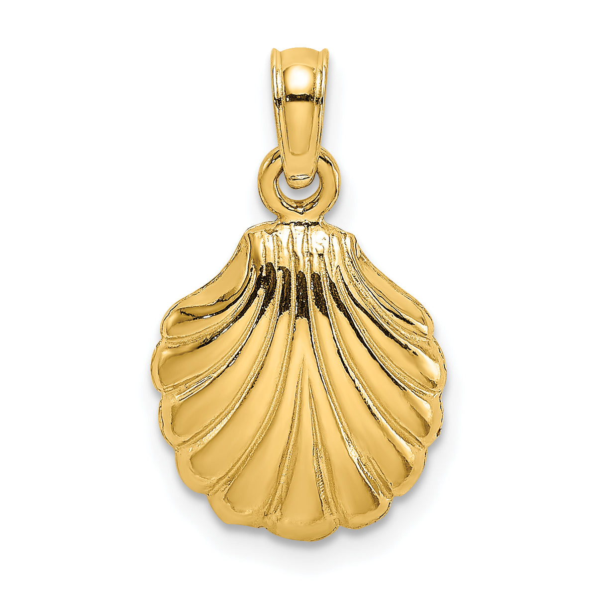 10K Polished Scallop Shell Charm