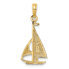 10K 2-D Polished Sailboat Charm