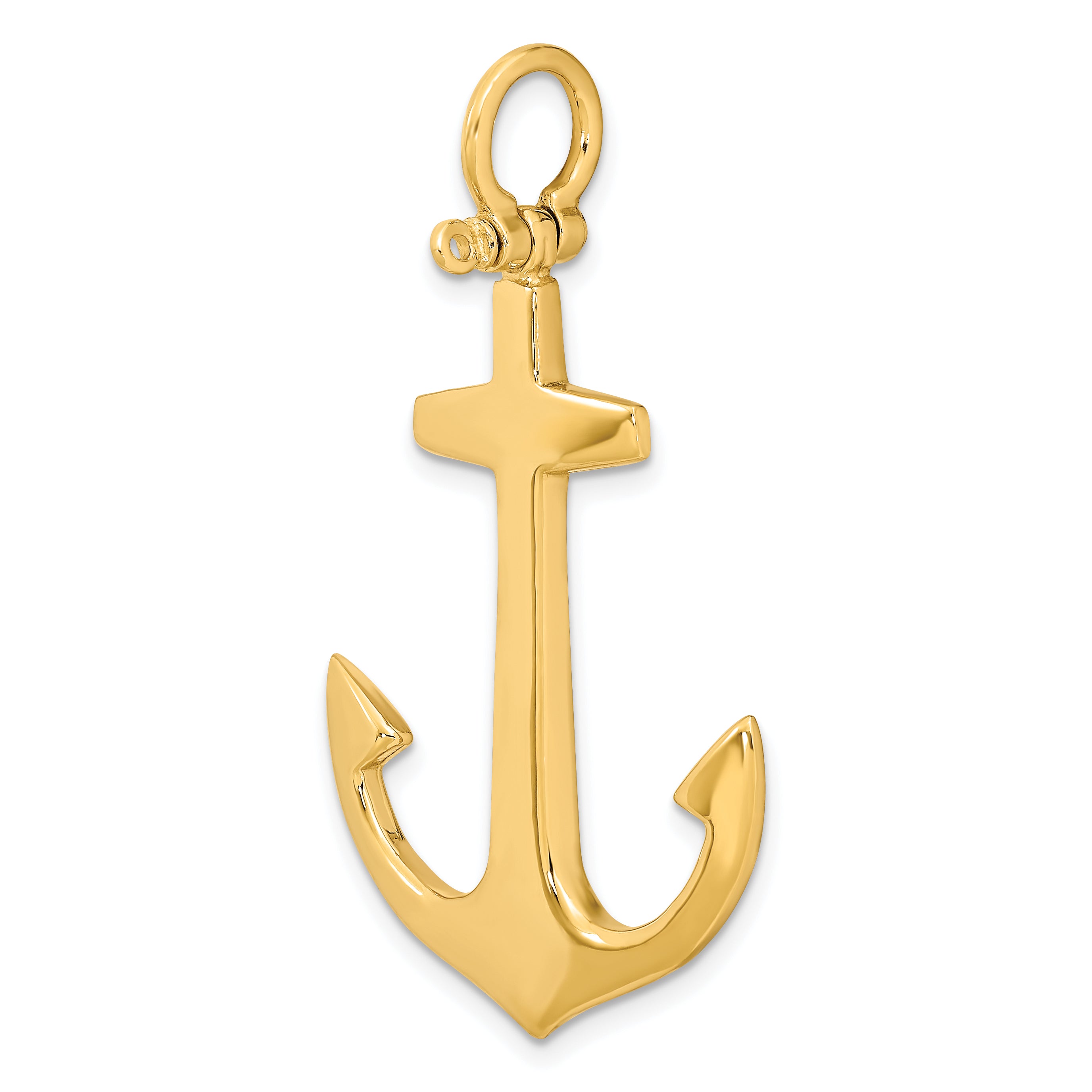 10K 3-D Polished Large Anchor Charm