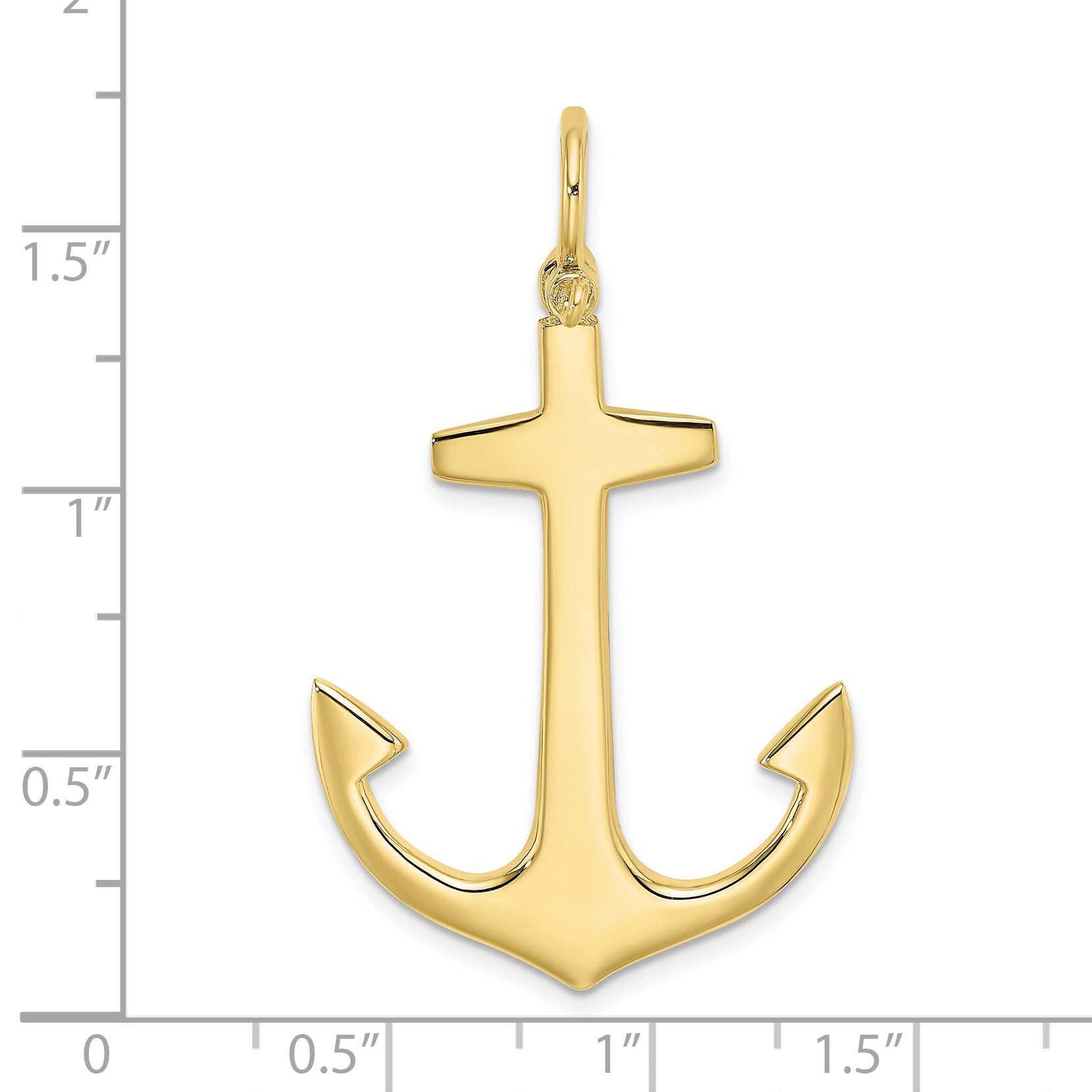 10K 3-D Polished Large Anchor Charm