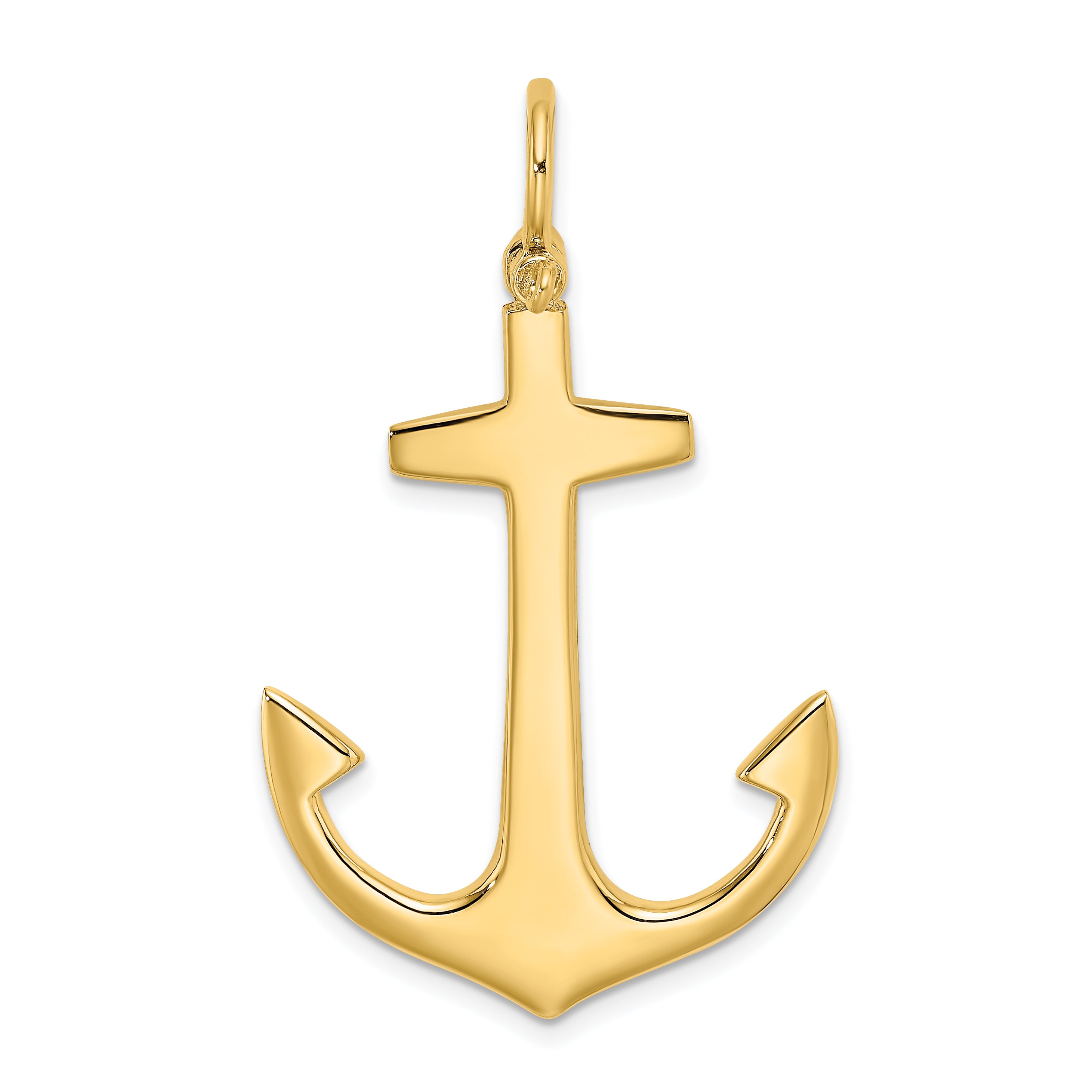 10K 3-D Polished Large Anchor Charm