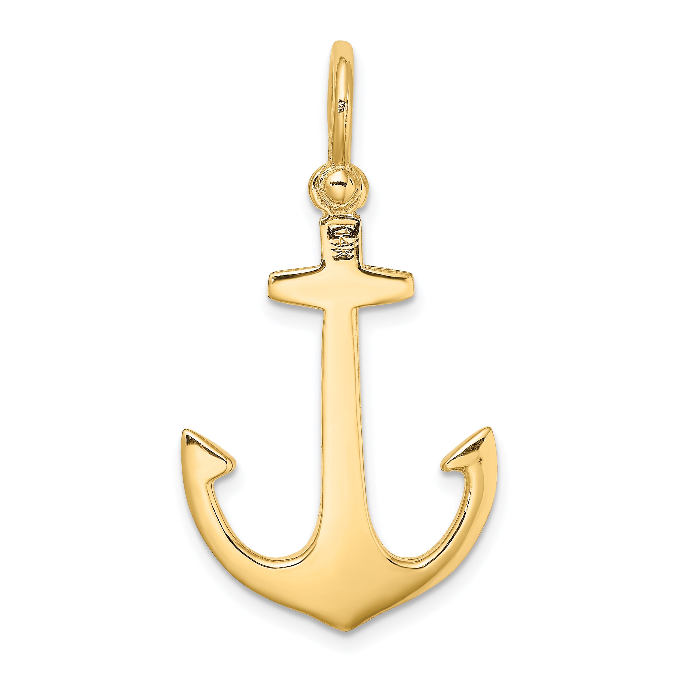 10K 3-D Polished Anchor Charm