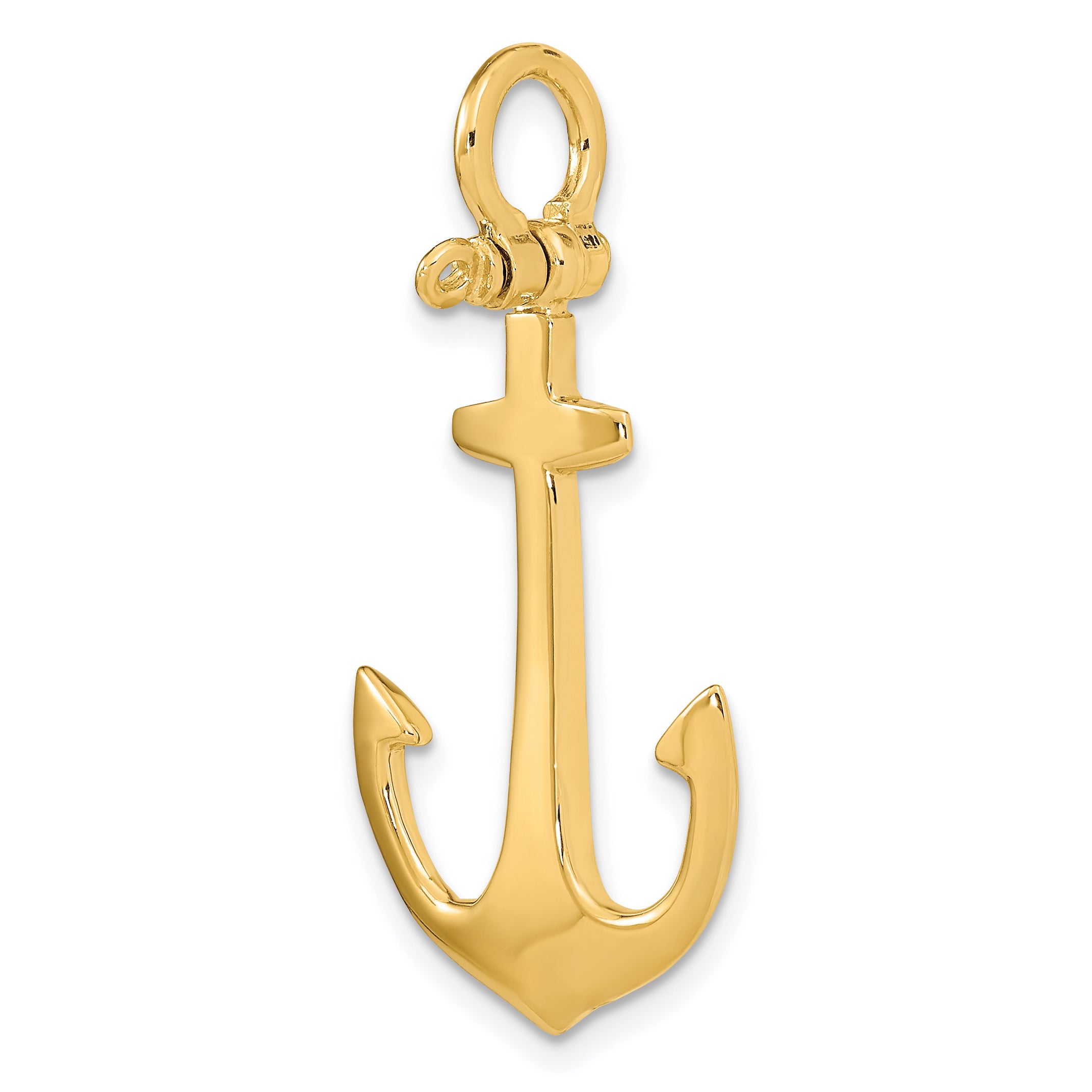 10K 3-D Polished Anchor Charm