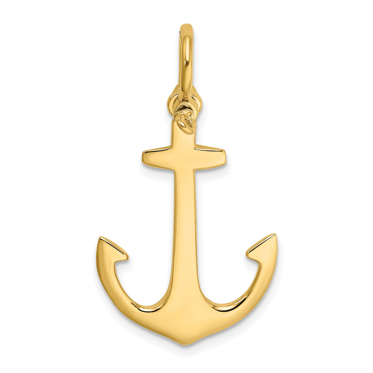 10K 3-D Polished Anchor Charm