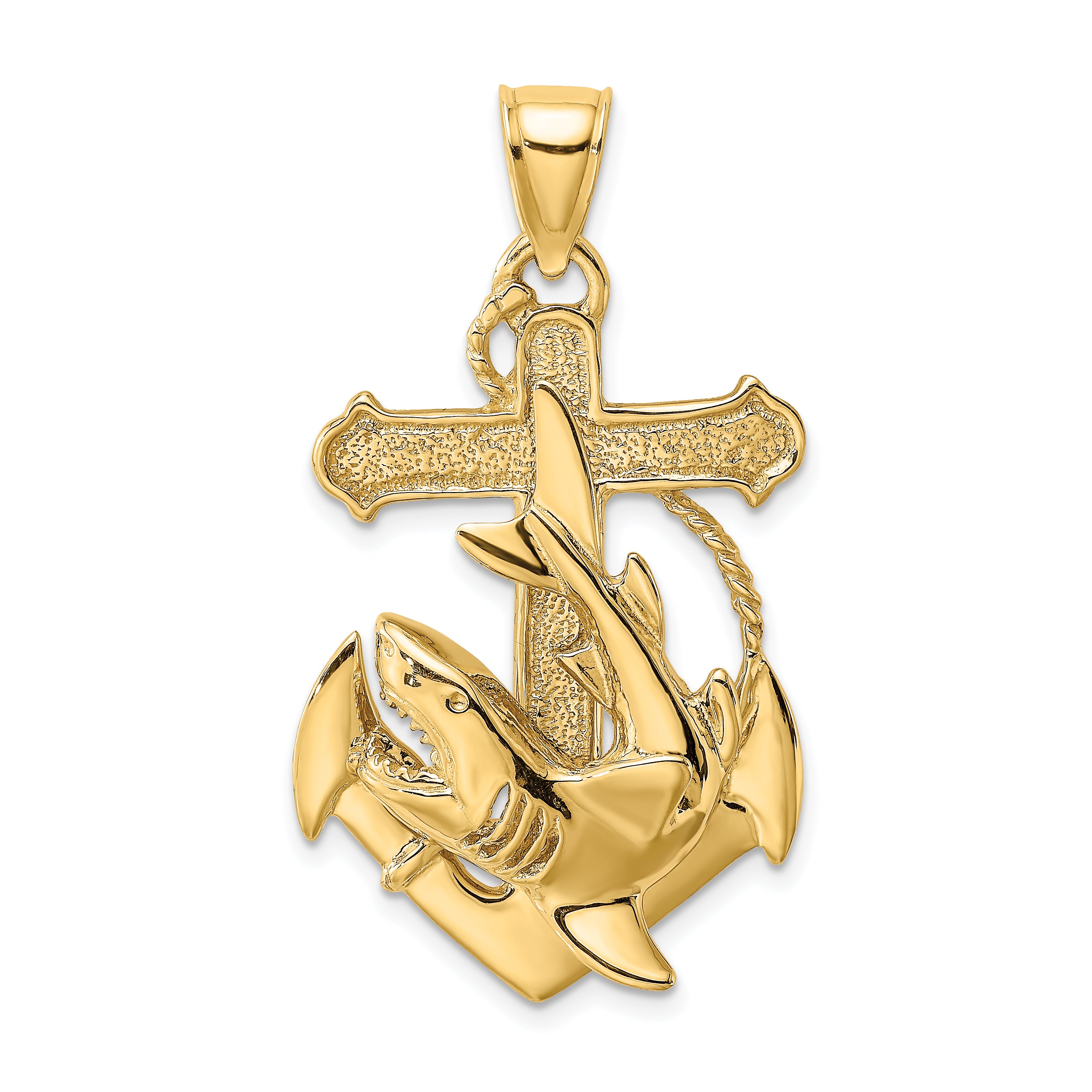 10K 2-D Anchor with Shark Charm