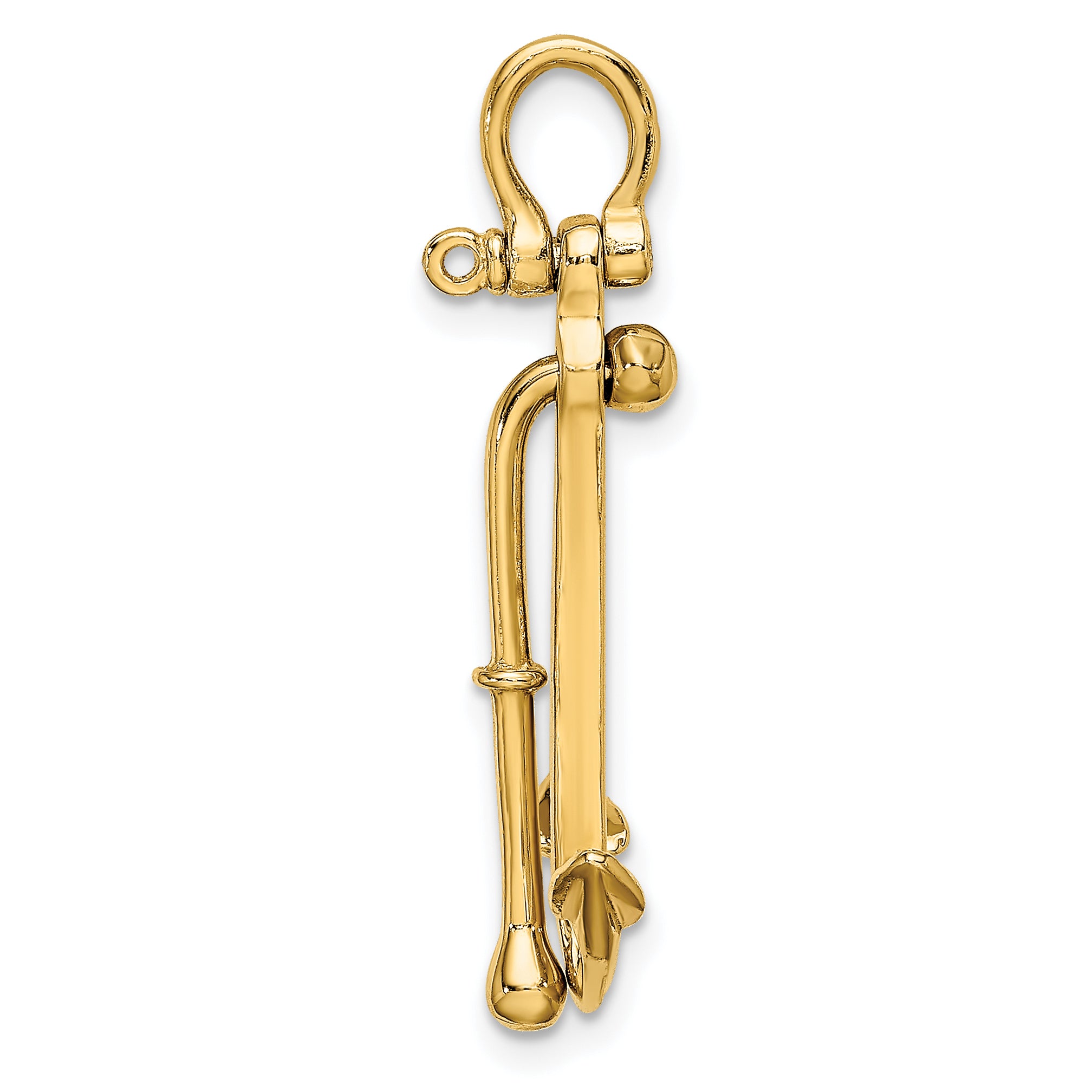 10K 3-D Polished Anchor 2 Piece and Moveable Charm