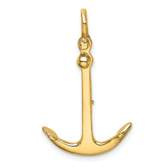 10K 3-D Polished Anchor 2 Piece and Moveable Charm