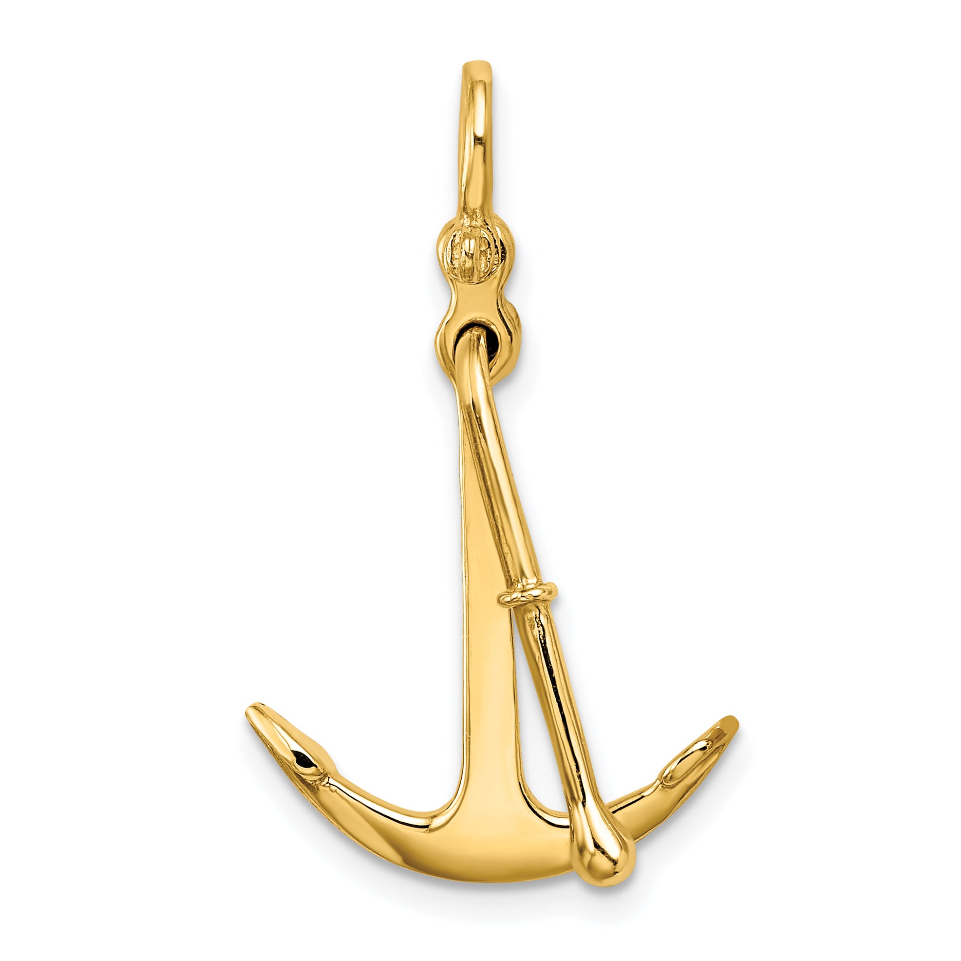 10K 3-D Polished Anchor 2 Piece and Moveable Charm