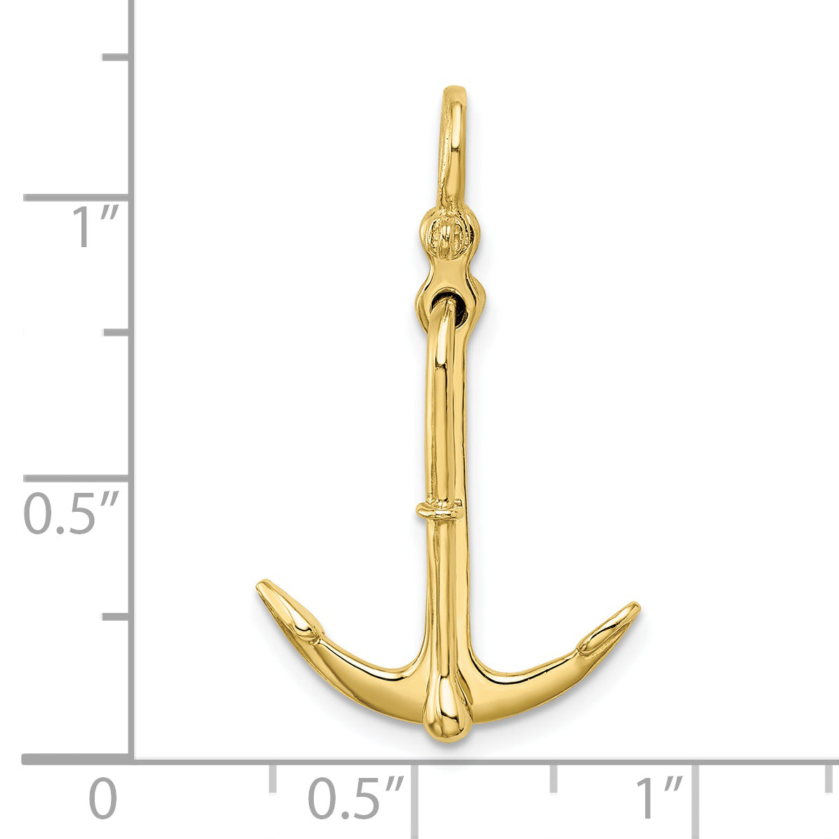 10K 3-D Polished Anchor 2 Piece and Moveable Charm