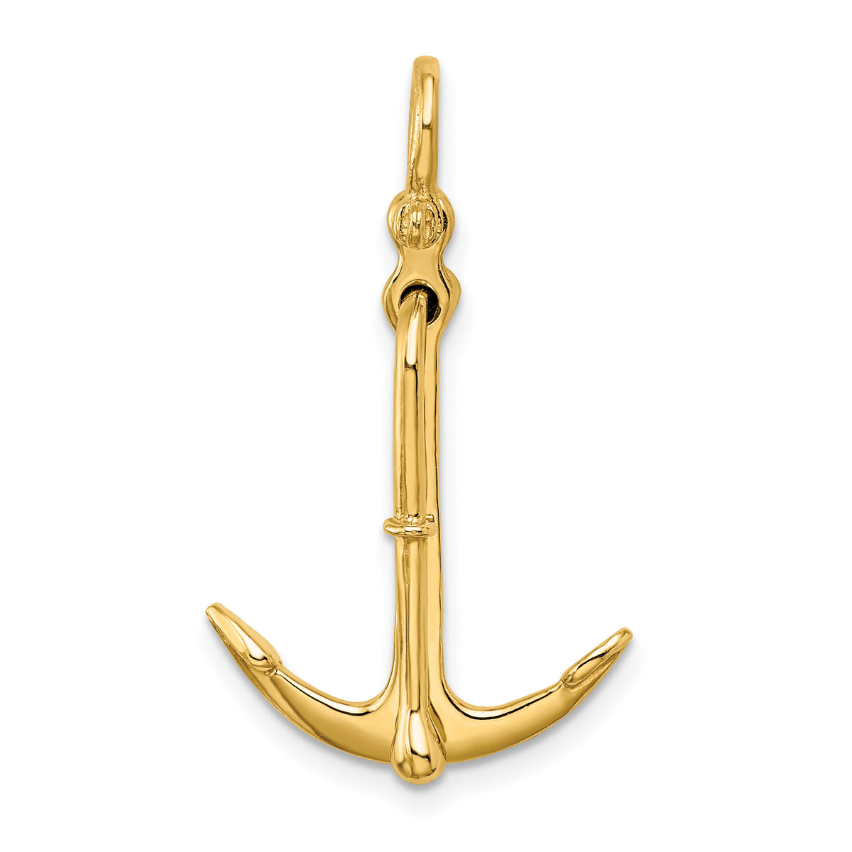 10K 3-D Polished Anchor 2 Piece and Moveable Charm