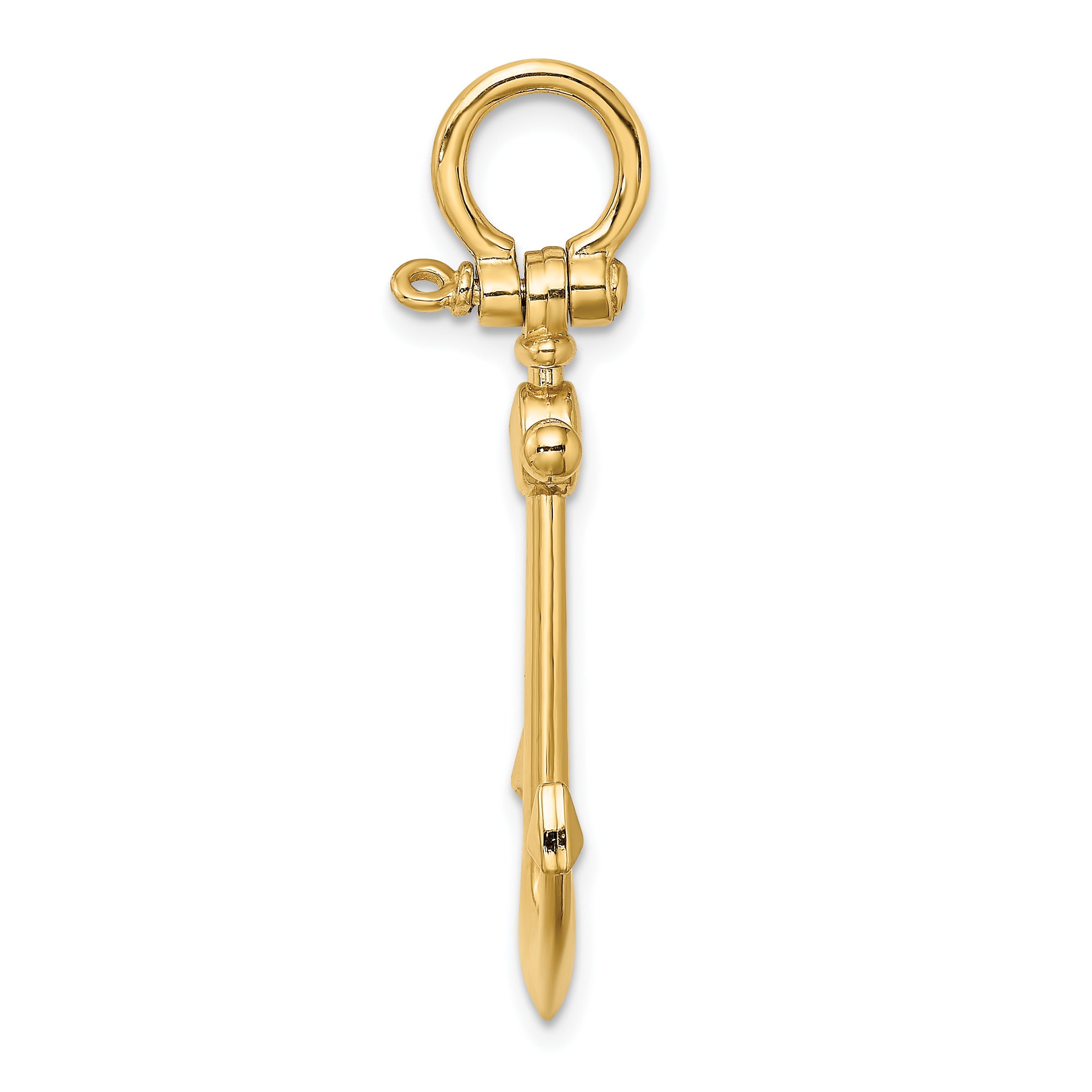 10K 3-D Small Anchor w/ Shackle Bail Charm