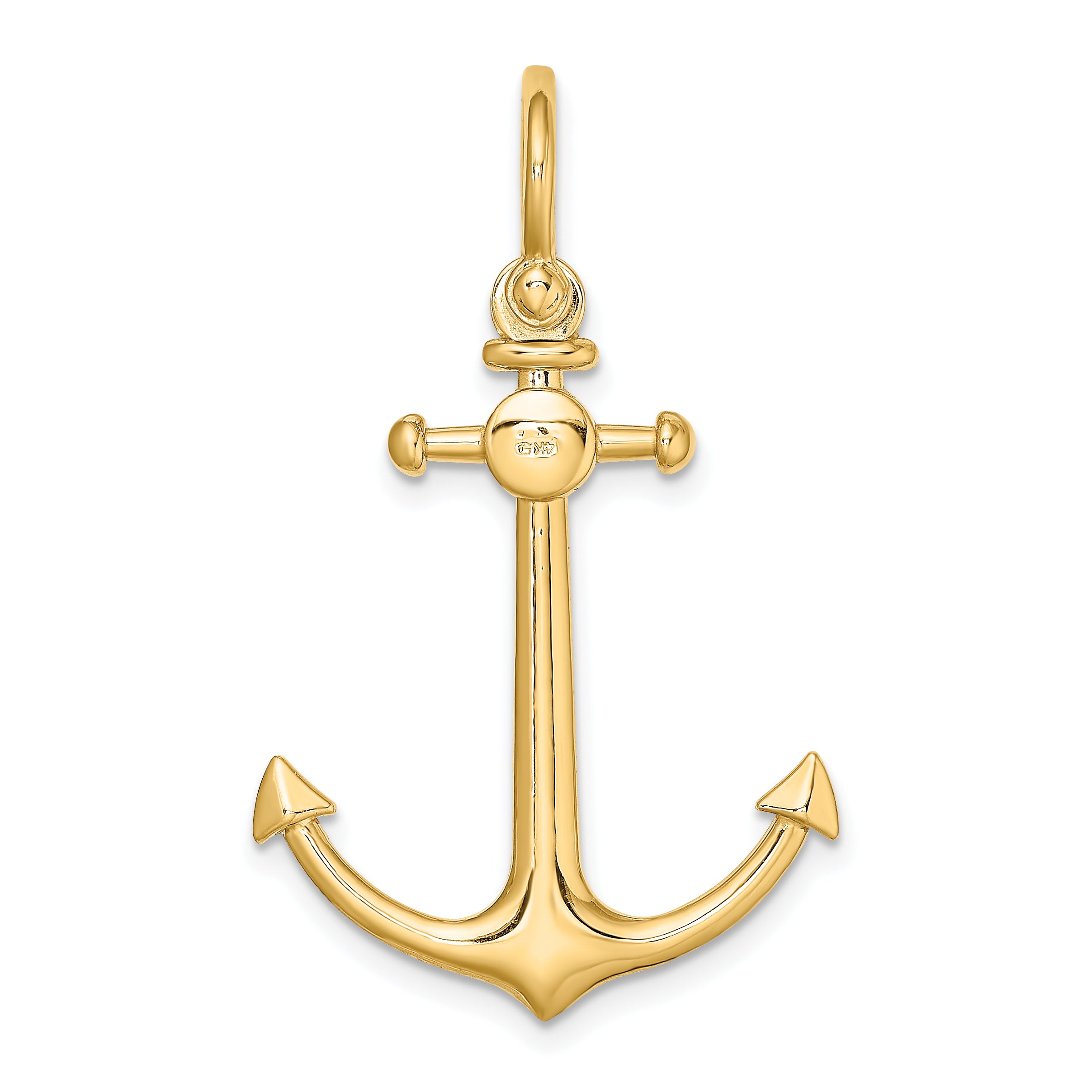 10K 3-D Small Anchor w/ Shackle Bail Charm