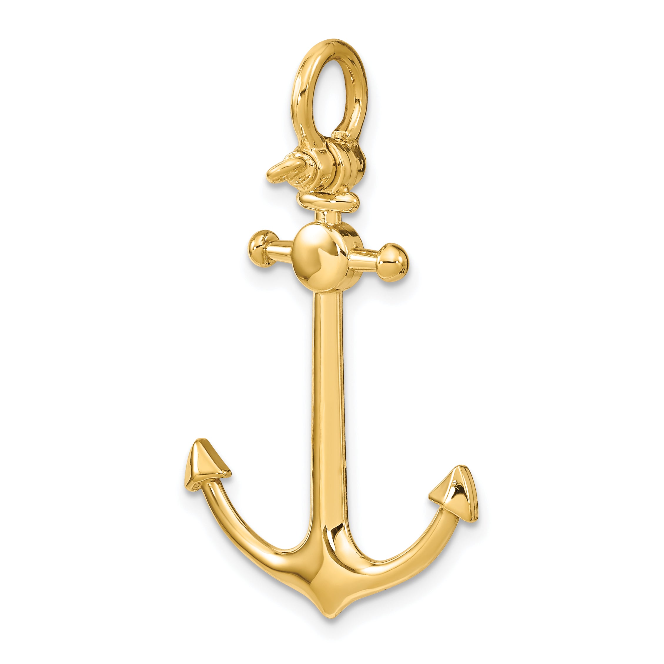 10K 3-D Small Anchor w/ Shackle Bail Charm