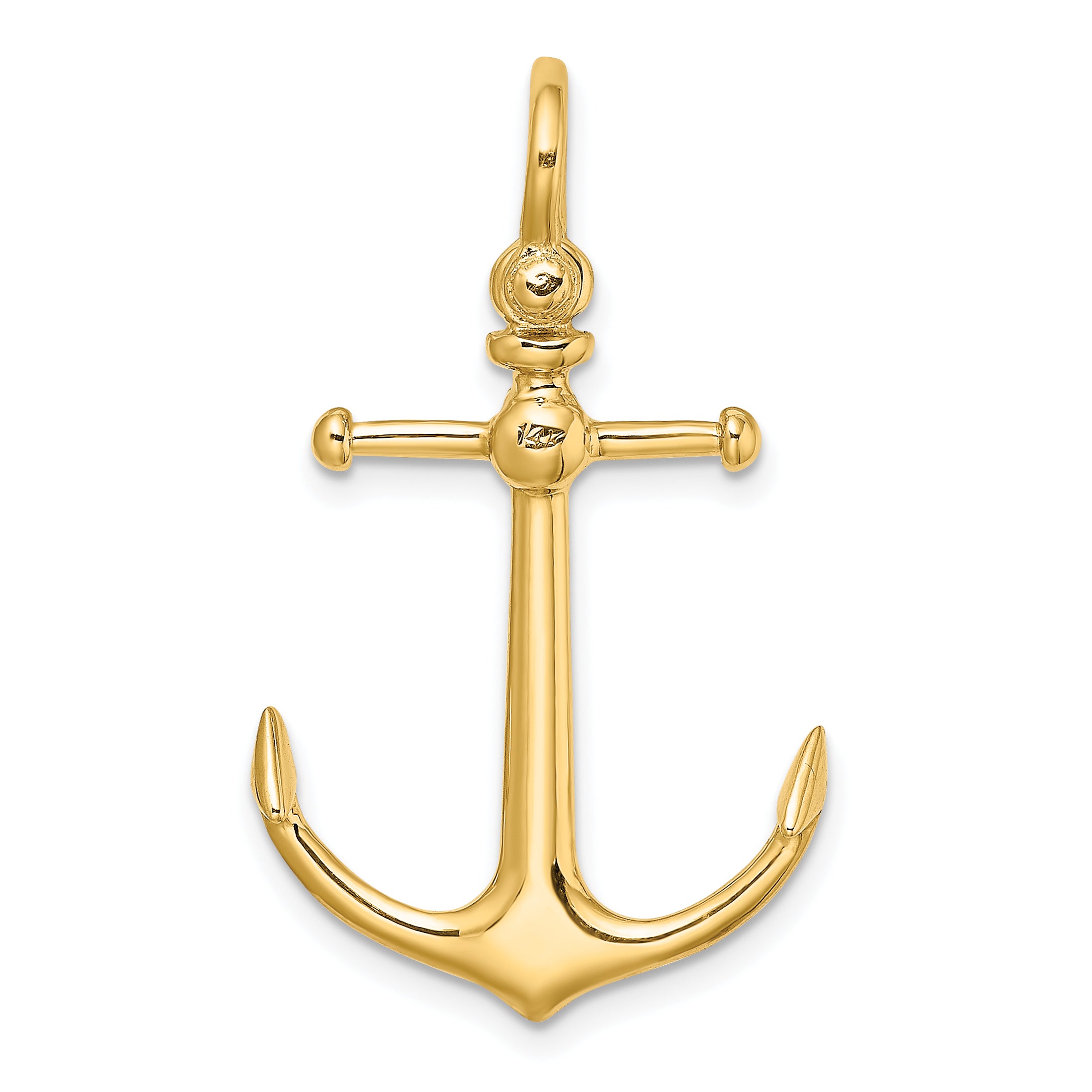 10K 3-D Anchor w/ Shackle Bail Charm