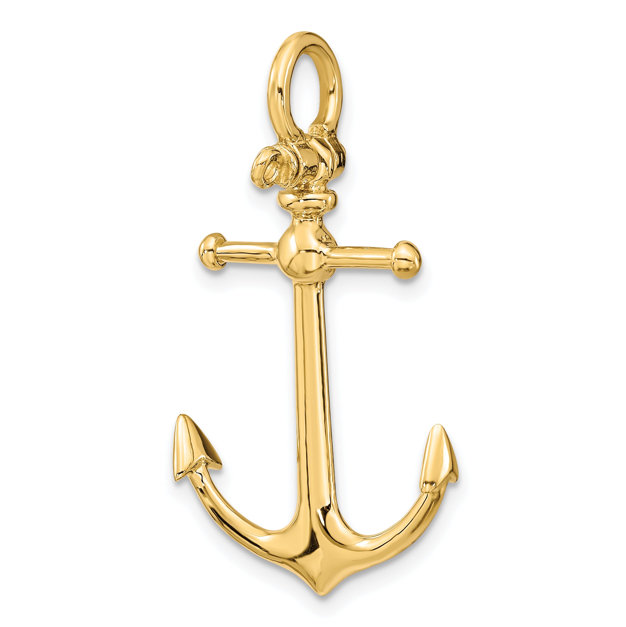 10K 3-D Anchor w/ Shackle Bail Charm