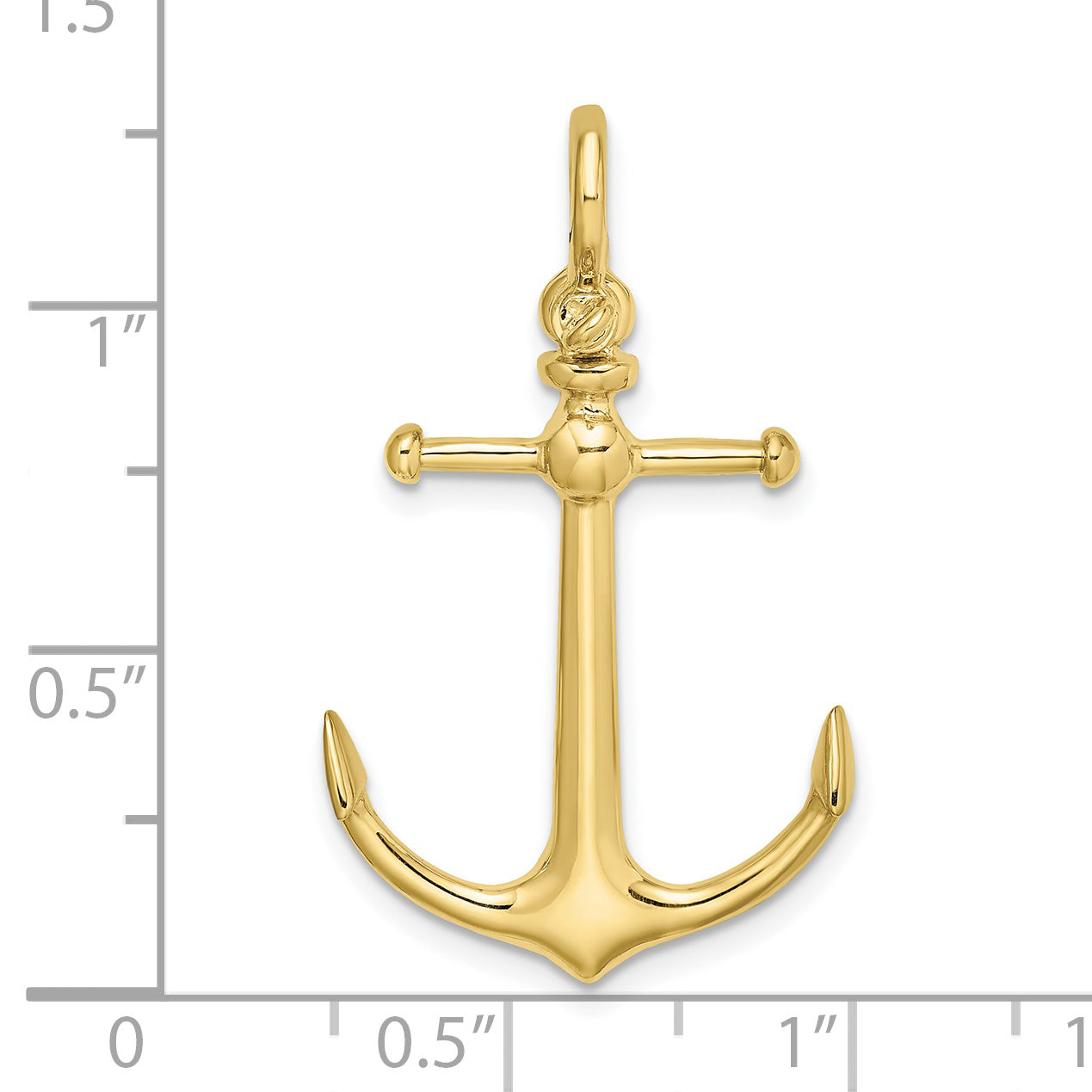 10K 3-D Anchor w/ Shackle Bail Charm