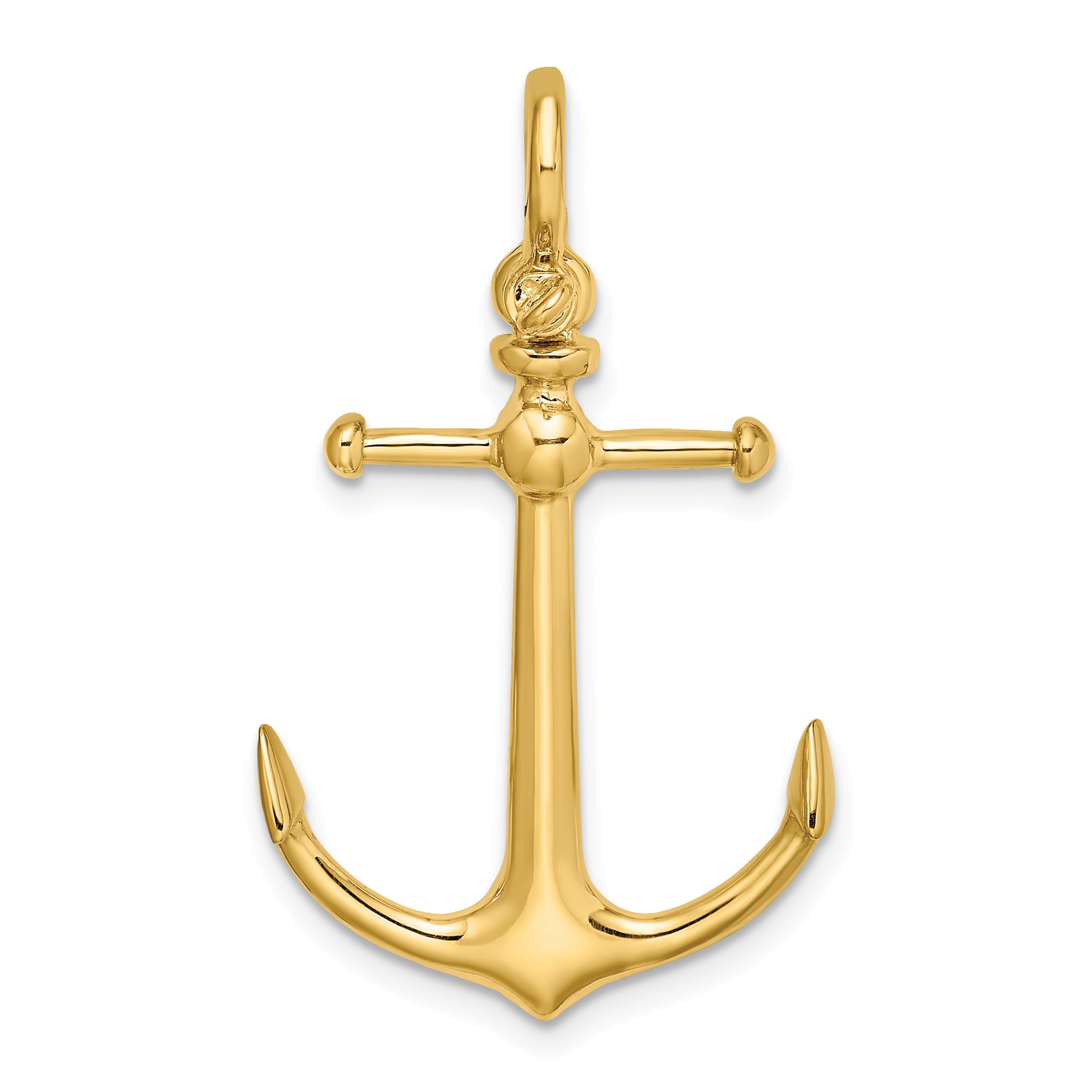 10K 3-D Anchor w/ Shackle Bail Charm