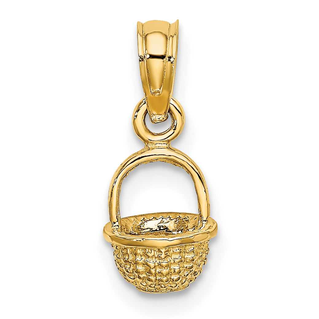 10K 3-D Mini Basket Charm