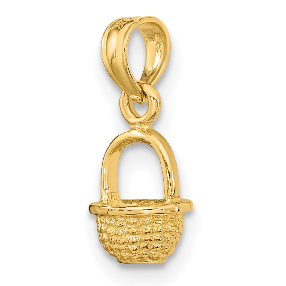 10K 3-D Mini Basket Charm