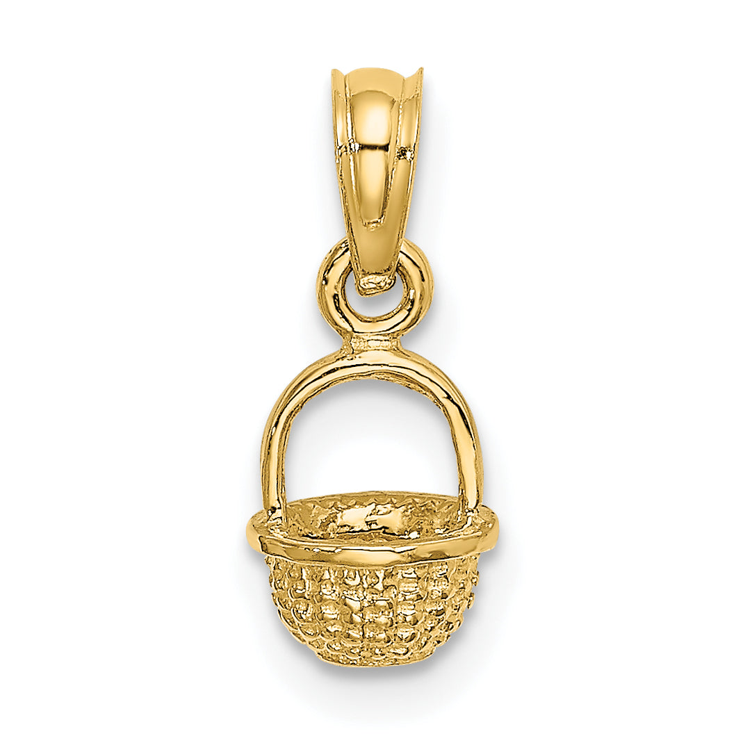 10K 3-D Mini Basket Charm