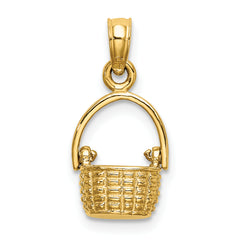 10K 3-D Moveable Handle Basket Charm