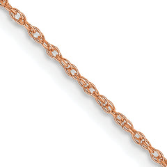 10k Rose Gold .7 mm Carded Cable Rope Chain