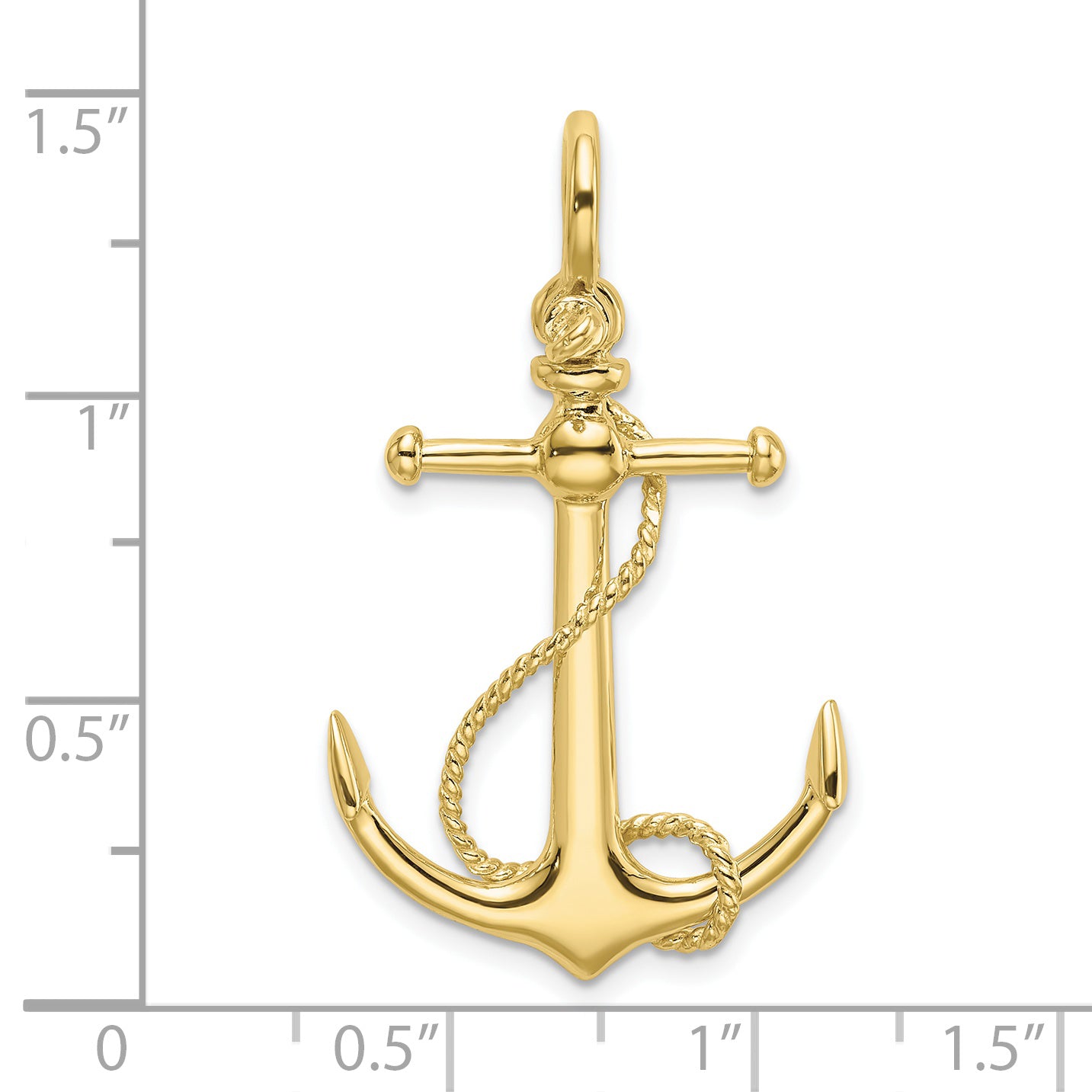 10K 3-D Anchor W/Long T Bar and Shackle Bail Charm