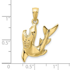 10K 2-D Polished Shark Charm