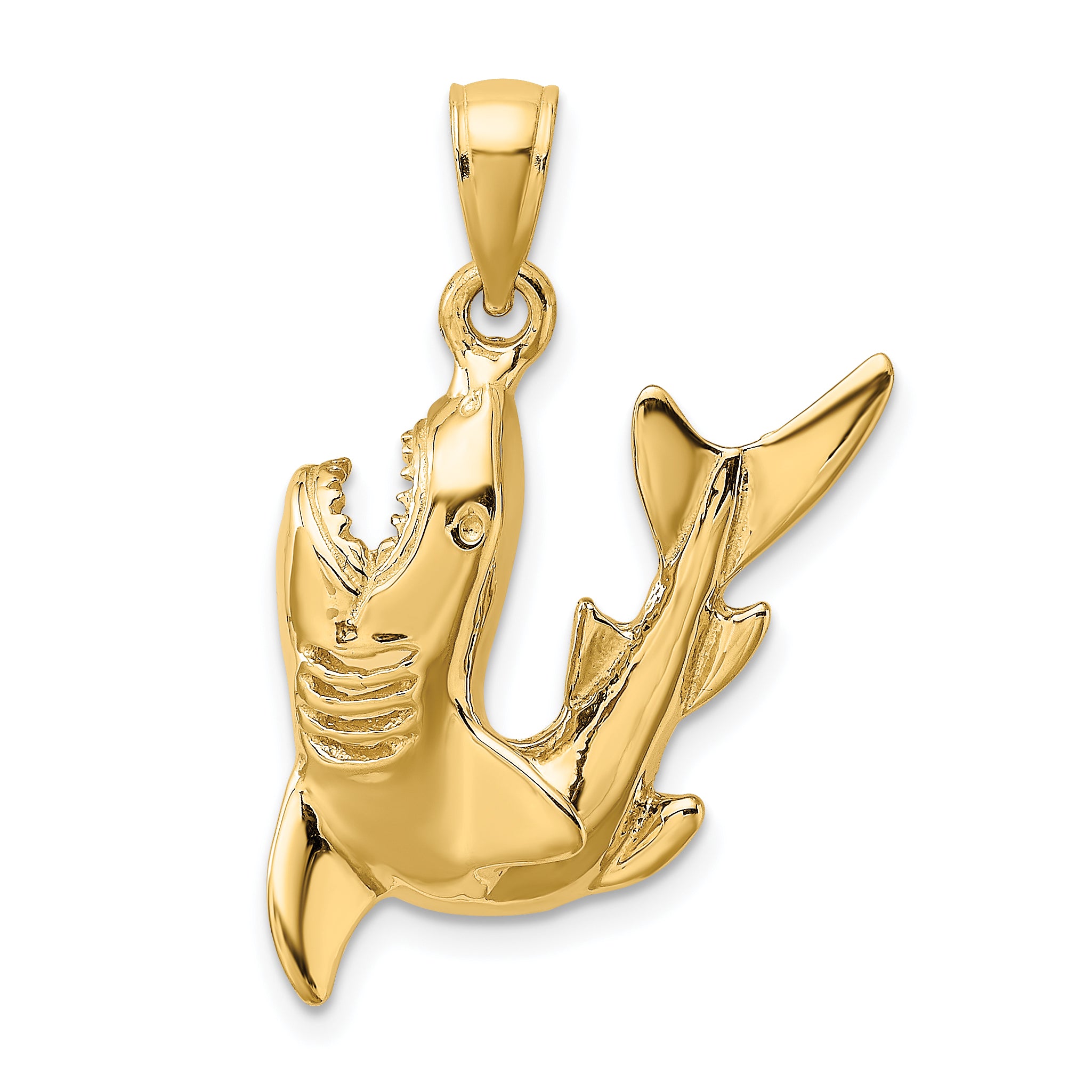 10K 2-D Polished Shark Charm