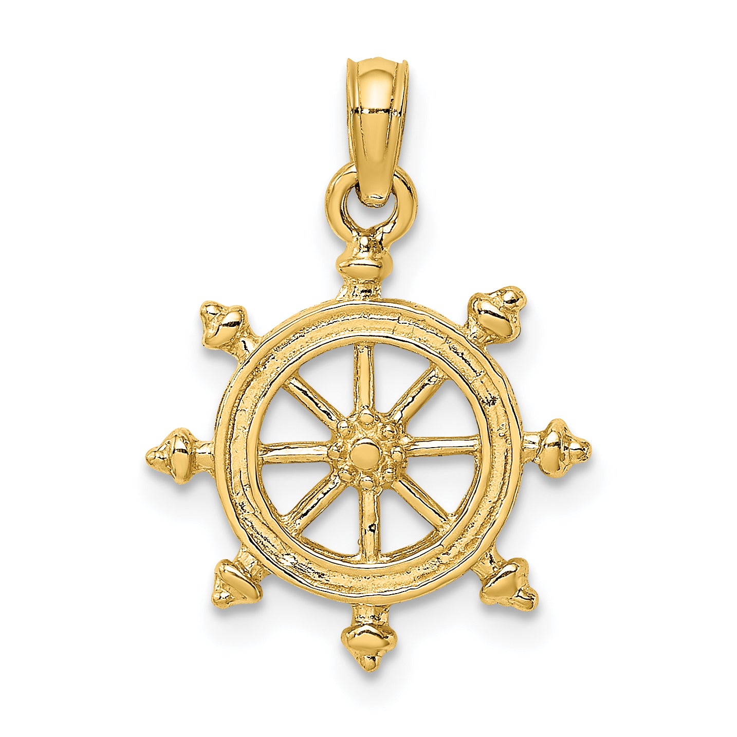 10K 2-D Engraved Ship Wheel Charm