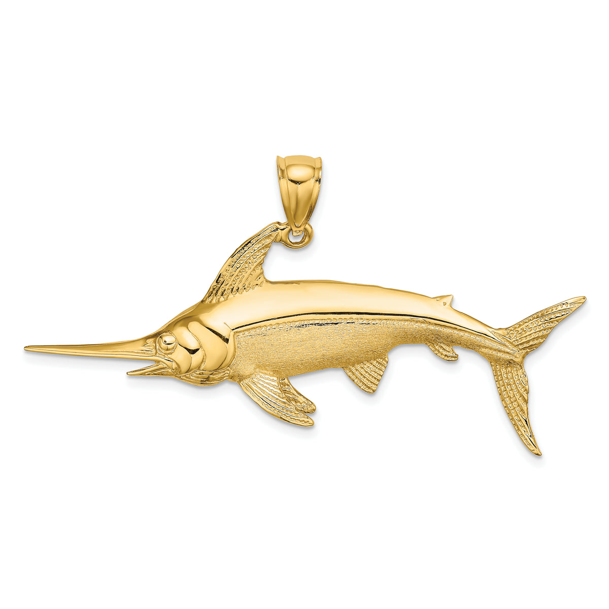 10K 2-D Polished/Satin Swordfish Charm