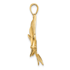 10K 2-D Polished / Satin STRIPED MARLIN Charm