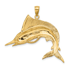 10K 2-D Polished / Satin STRIPED MARLIN Charm