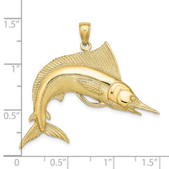 10K 2-D Polished / Satin STRIPED MARLIN Charm