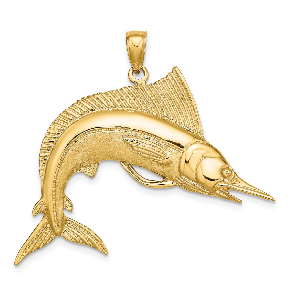 10K 2-D Polished / Satin STRIPED MARLIN Charm