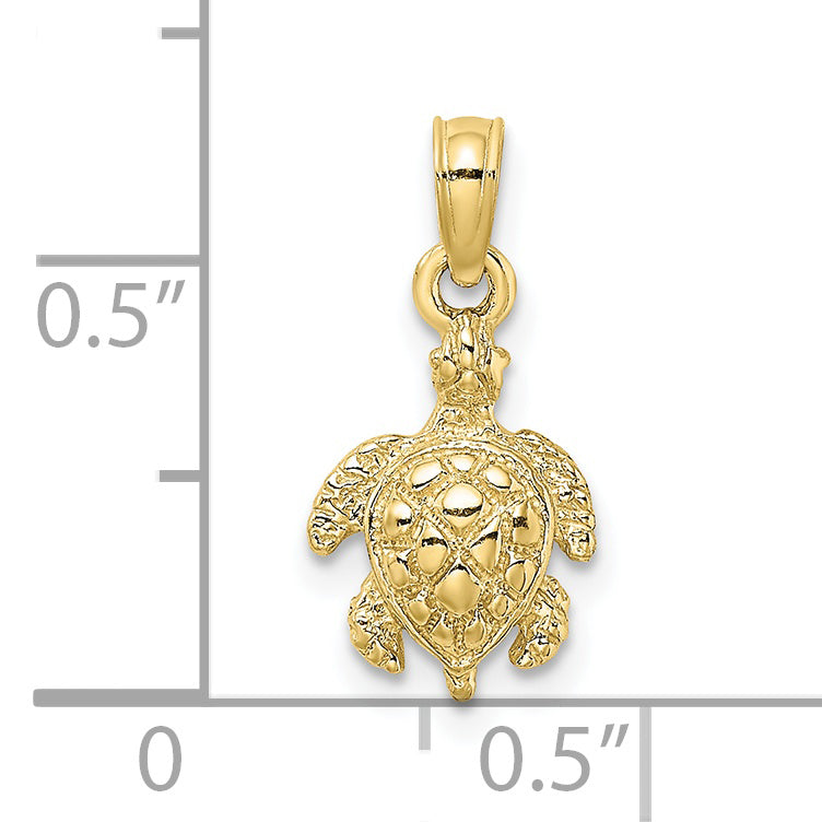 10K 2-D and Textured Sea Turtle Charm