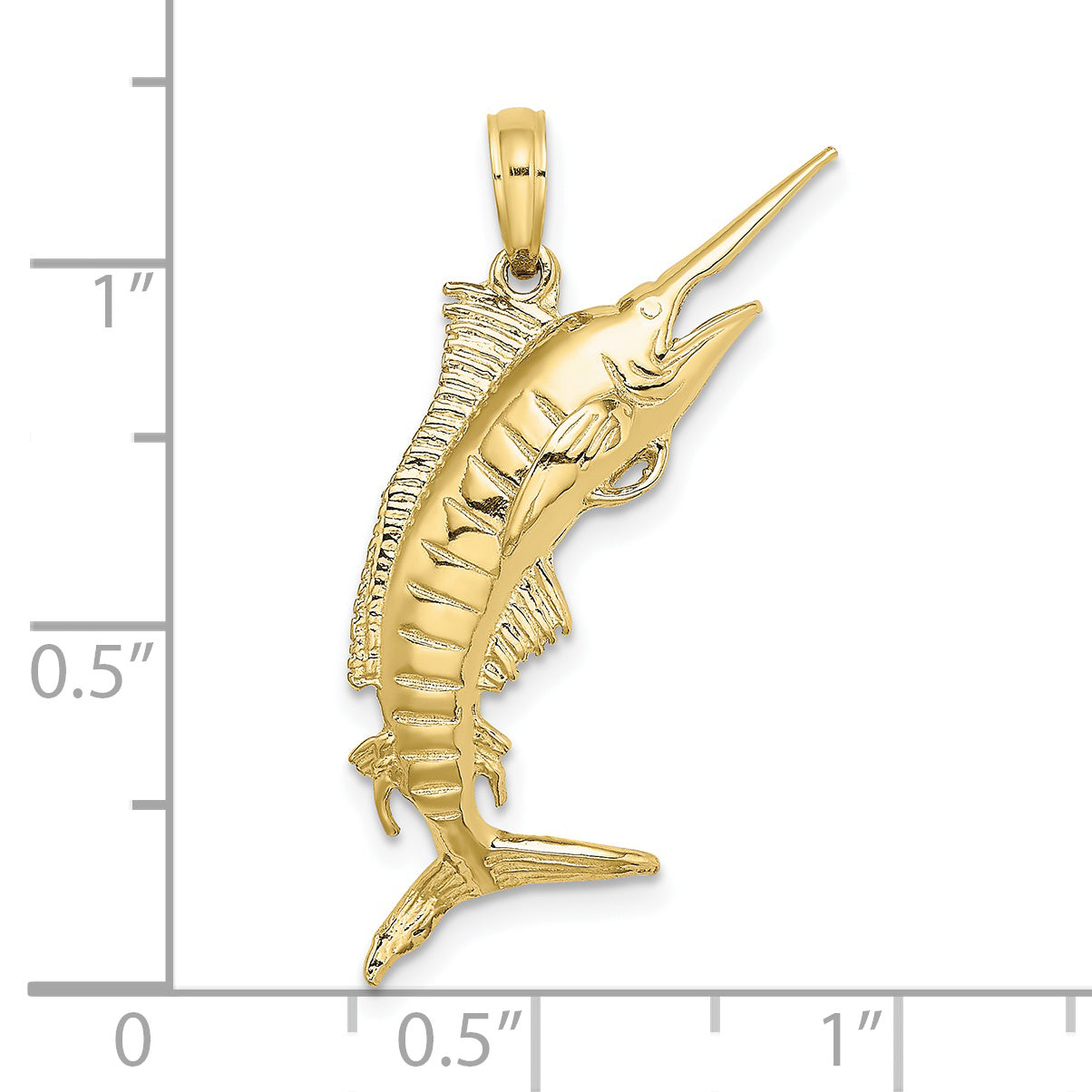 10K 3-D Polished BLUE MARLIN Charm