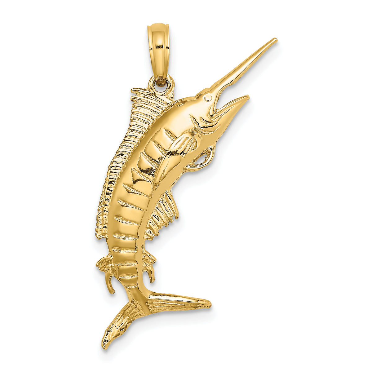 10K 3-D Polished BLUE MARLIN Charm