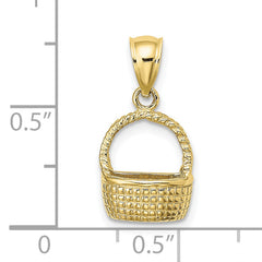 10K 2-D Flat Back Basket Charm