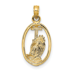 10K Praying Hands and Cross In Oval Charm