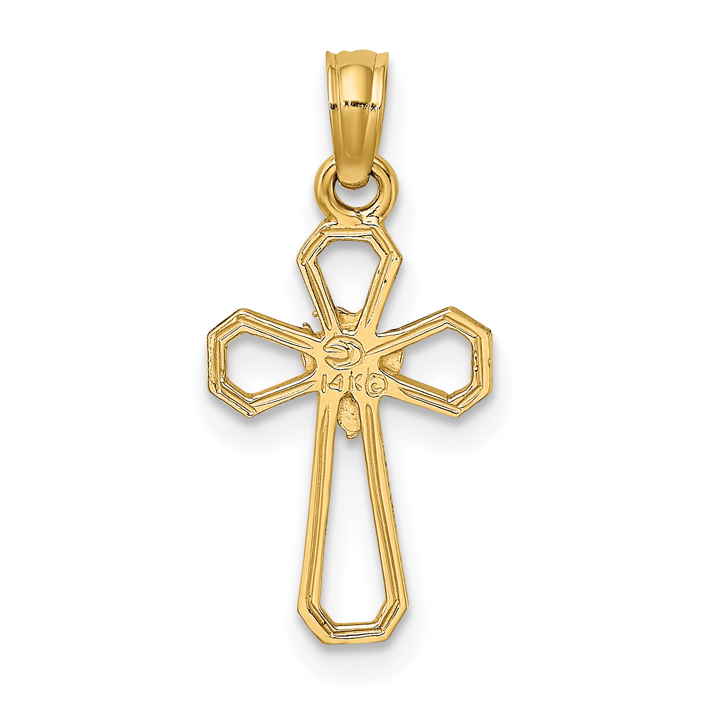 10K Cut-Out Cross w/ Dove Charm