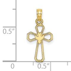 10K Cut-Out Cross w/ Dove Charm